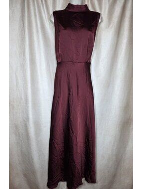 NWOT Lulus Classic Elegance Wine Satin Maxi Dress Size 1X